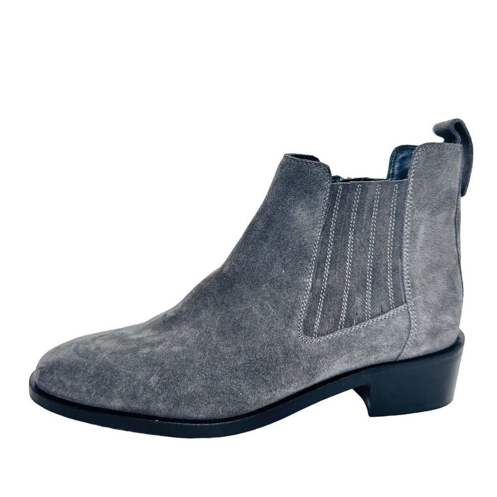 Aquatalia Ankle Boot 9.5 Chelsea Casual Suede Minimalist Western Zipper Grey